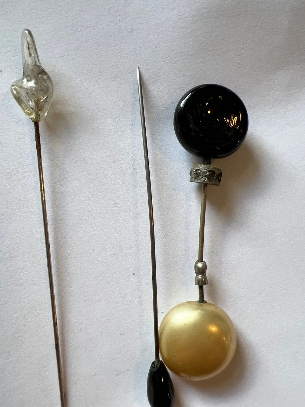 Antique spun glass plus other Victorian hat pins
